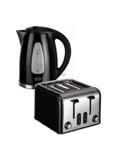 Swan Sk13110B/St70100B Fastboil Kettle And 4-Slice Toaster Pack - Black Swan Sk13110B/St70100B Fastboil Kettle And 4-Slice Toaster Pack - Black